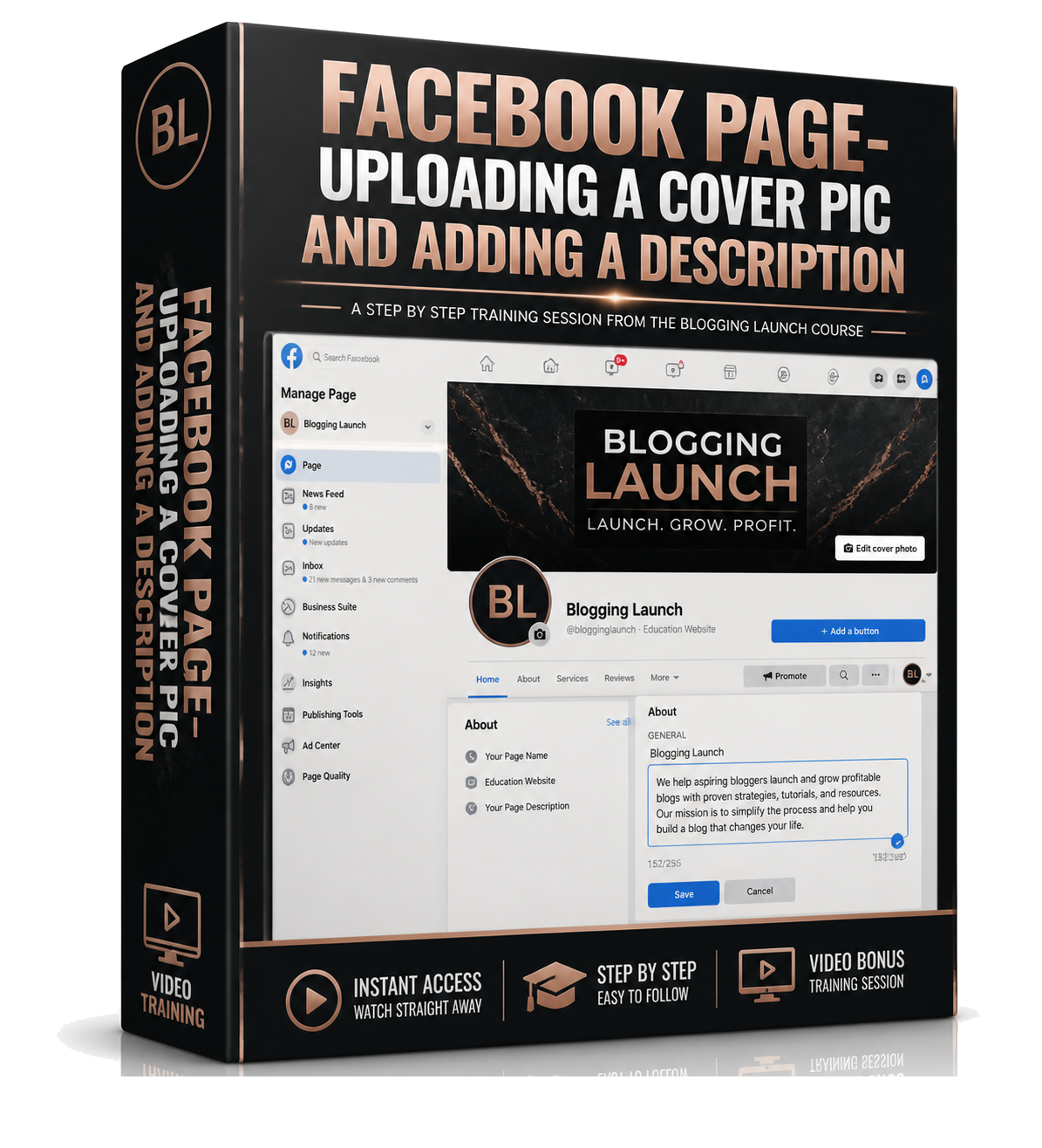 Facebook Page-Uploading a cover pic and adding a description